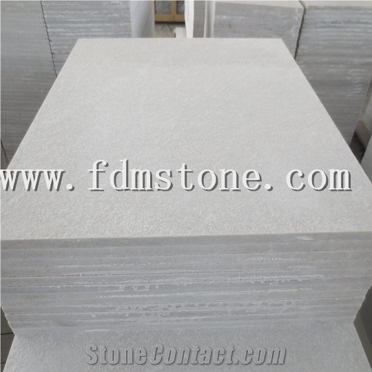 Chinese Super Pure White Quartzite Flamed Flooring and Walling Paver Tiles