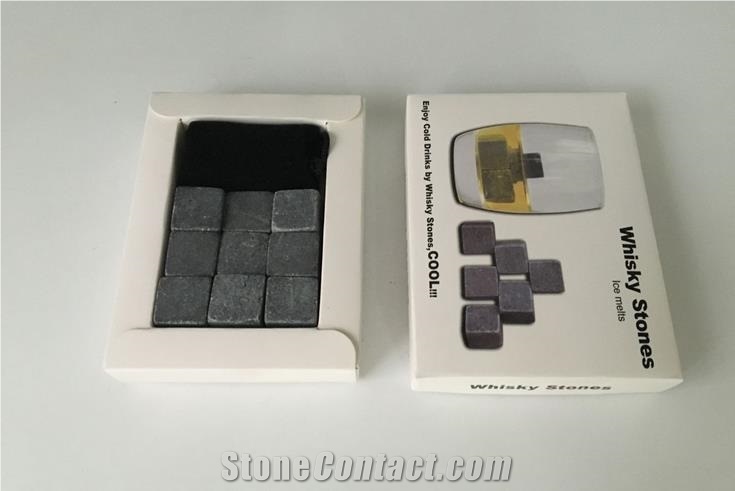 Eco-Friendly Feature Sipping Stone Wholesale Whisky Stones 9 Ice Cubes in Pine Wood Gift Case , Best Gifts
