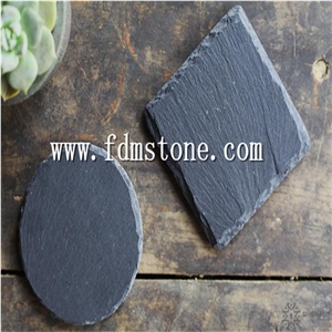 Engraved Logo Black Slate Stone Pizza/ Dinner Black Slate Plate 25*25cm Kitchen Accessories