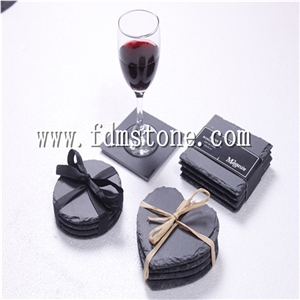 Factory Direct 10*10*0.4cm Black Slate Coasters for Sale
