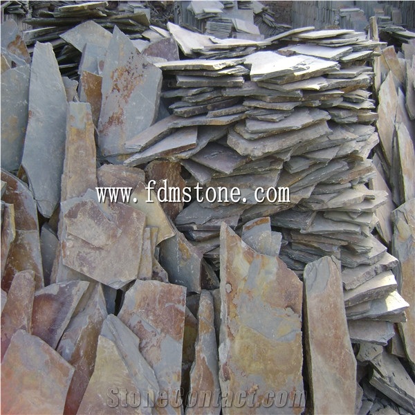 Flagstone Mat Mesh Stone Tile,Rusty Slate Flagstone
