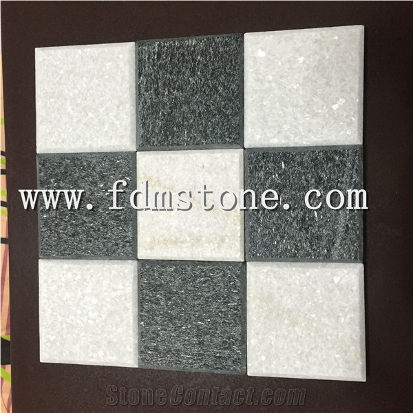 Flamed Black White Slate Quartize Tiles,Black Quartize Slab