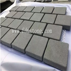 Flamed Grey Granite Meshed Cobblestone Paver,Blind Stone Pavers