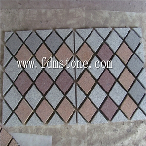 Flamed Grey Granite Meshed Cobblestone Paver,Blind Stone Pavers