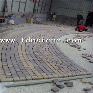 G684 Split Granite Interlock Meshed Cobblestone Brick Pattern Paving Stone, Paver Mats Tiles