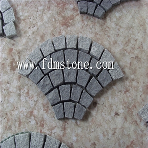 Granite Interlocking Paving Stones Meshed Stone,Fan-Shaped Granite Paving Stone on Mesh