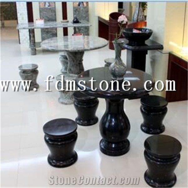 Grey Granite Table & Chairs, Stone Table, Landscaping Bench & Table
