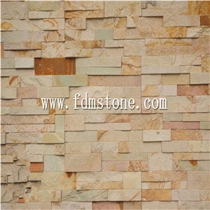 Hebei Yellow Sandstone Cultured Stone For Wall Cladding, Stacked Stone Veneer, Thin Stone Veneer, Ledge Stone