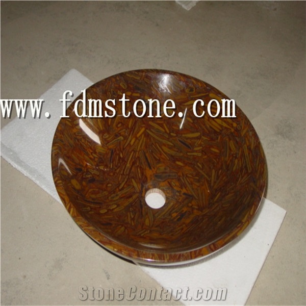Honey Onyx Marble Round Wash Basin/Bowl Sinks for Bathroom, Honey Onyx Marble Sinks & Basin