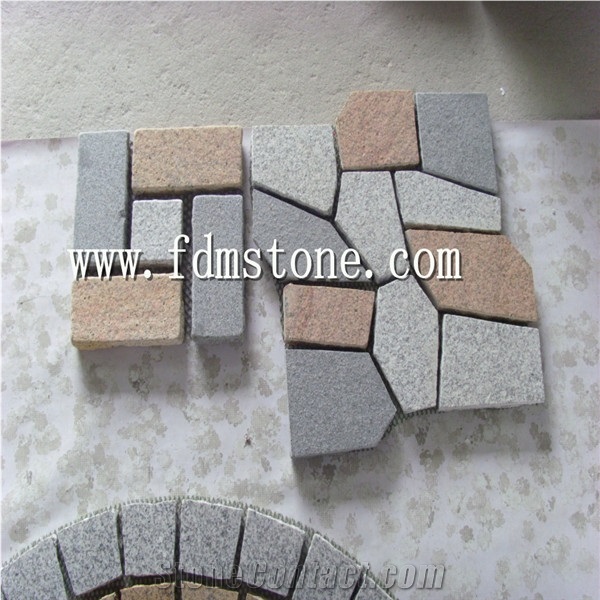 Irregular Granite Meshed Cheap Cubestone for Exterior Pavement