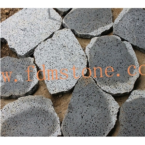 Lava Stone Paver,Big Holes Volcanic Basalt Paving Tiles,Saw Cut Lava Stone Tile for Garden Pavement Volcanic Rock Pavement