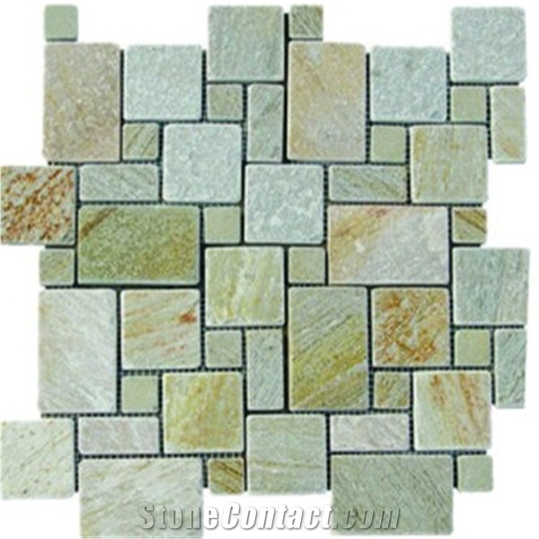 Natural Mesh Stone Tile Paver on Mesh Irregular Flagstones