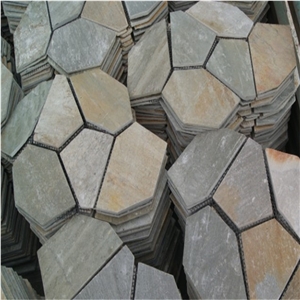 Natural Mesh Stone Tile Paver on Mesh Irregular Flagstones