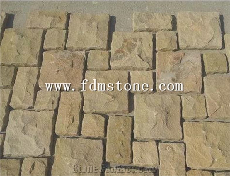 Natural Split Sandstone Cultured Stone Wall Pattern Different Size