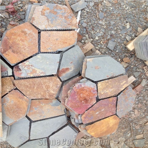 Natural Stone Mesh Slate Flagstone for Wall/Floor Decorative
