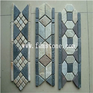 Natural Stone Mosaic Rust Slate Wall Mosaic Multicolor Slate Mosaic Pattern for Wall Decor,Natural Slate Mosaic Small Pieces in Size 4.8x4.8cm