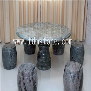 Outdoor Round Green Stone Dining Table,Contemporary Style Marble Table