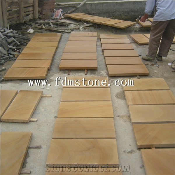 Outdoor Stone Wall Tile with Yellow Beige Sandstone Mushroom Stone