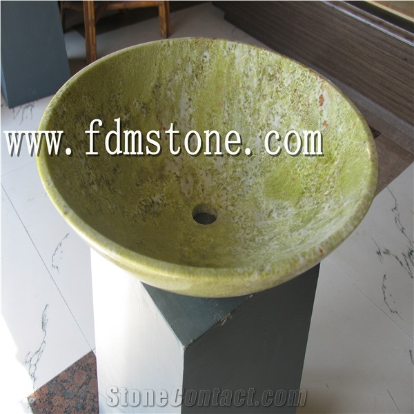 Polished Green Marble Bathroom Oval Sinks, Oval Basins, Vessel Sink, Natural Stone Wash Basins