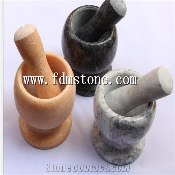 Polished & Honed Stone Granite Mortar and Pestle Crushing Tool