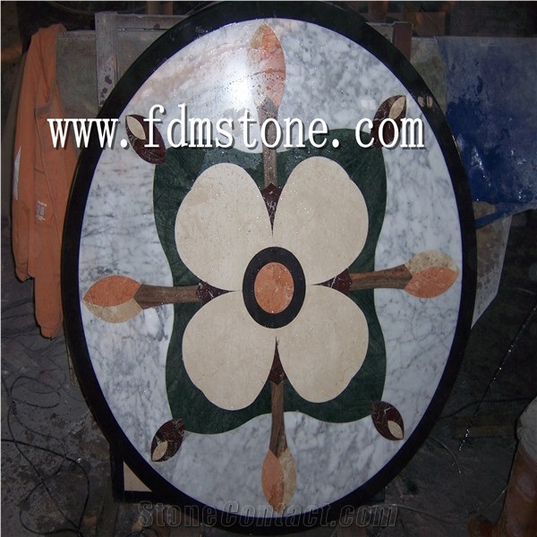 Rectangle Marble Floor Medallions Patterns, Water Jet Marble Designs