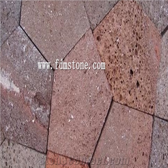 Red Basalt Flagstone Lava Stones,China Lava Stone Tile for Backyard Paving,Red Crazy Paver