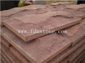 Red Sadnstone Mushroom Stone Walling Tiles,Agra Red Sandstone Wall Cladding
