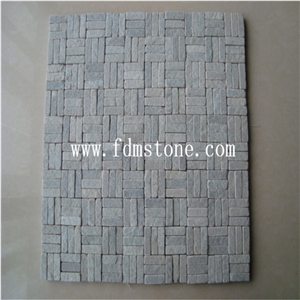 Rust Natural Slate Mosaic,Split Stone Mosaic Patterns, China Beige Slate Mosaic Patterns