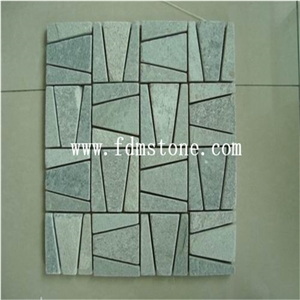 Rust Natural Slate Mosaic,Split Stone Mosaic Patterns, China Beige Slate Mosaic Patterns