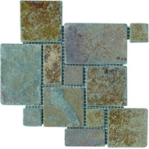 Rustic Slate Random Flagstones Flooring Paver,Meshed Slate Stone,Slate Flagstone Patio