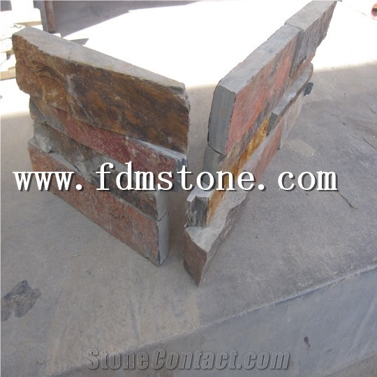 Rusty Slate Cultured Stone Corner,Ledge Stone Corner,Stacked Stone Corner, Flat,Wall Cladding Tile,Veneer Panel,Z Shape, Interlocked