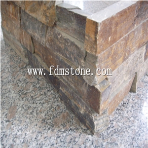 Rusty Slate Cultured Stone Corner,Ledge Stone Corner,Stacked Stone Corner, Flat,Wall Cladding Tile,Veneer Panel,Z Shape, Interlocked