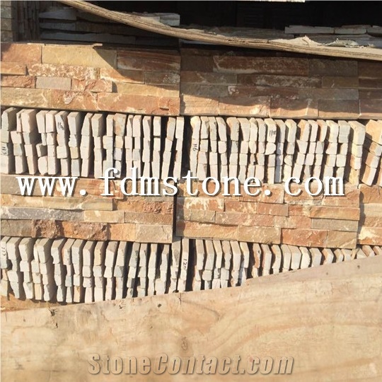S1120 Rusty Slate Cultured Stone Wall Panel with Z Shape ,Rusty Slate Stone Veneer,Multi Colour Slate Stackstone