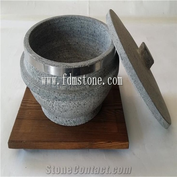Stone Cooker Pot with Wood Frame Chinese Granite