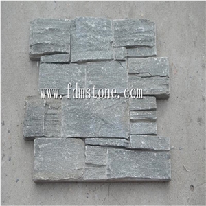 Wall Cladding with Cement Back, Slate Ledge Stone Veneer,High Quality Sesame Yellow Slate Cement Cultured Stone Veneer