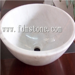 White Marble Bathroom Oval Sinks, Oval Basins, Vessel Sink, Natural Stone Wash Basins