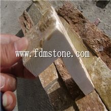 Yellow Chinese Slate Random Flagstone Mats/Special Cultural Stone Paving/ Paving Stone Landscape Slate Yellow /Natural Split Surface Yellow Patio Pavers/Random Stone Flagstone Wall