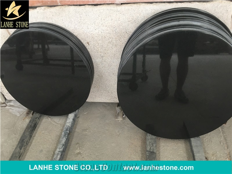 Round Sharp Shanxi Black Granite Stone Table Customized as Request