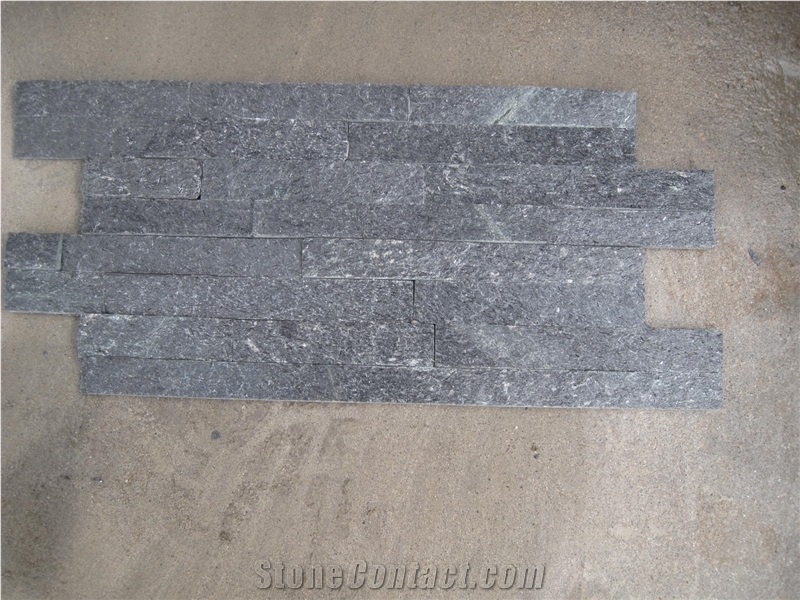 Fargo Black Quartzite Ledge Stone Panels, Black Quartzite Wall Crazy Panels, Black Stacked Thin Stone Veneer, Quartzite Wall Cladding Panels