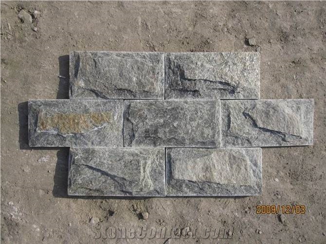 Fargo Green Quartzite Mushroomed Stone, China Green Quartzite Mushroomed Wall Cladding, Grey Quartzite Mushroomed Stone