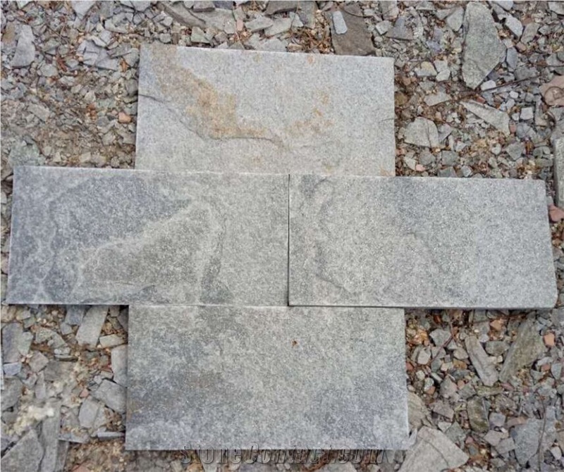 Fargo Grey Quartzite Mushroomed Wall Stone, China Grey Quartzite Mushroomed Wall Cladding Stone