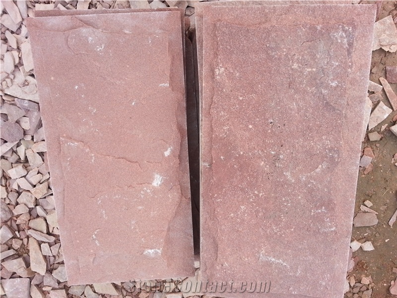 Fargo Red Sandstone Mushroomed Wall Cladding Stone, Chinese Red Sandstone Mushroomed Wall Stone
