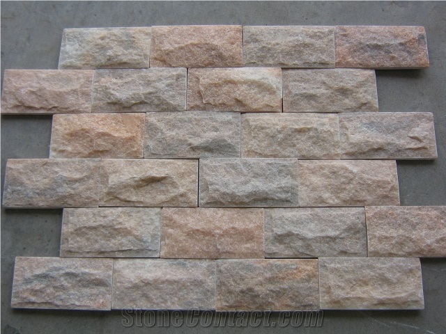 Fargo Red Sandstone Mushroomed Wall Cladding Stone, Chinese Red Sandstone Mushroomed Wall Stone