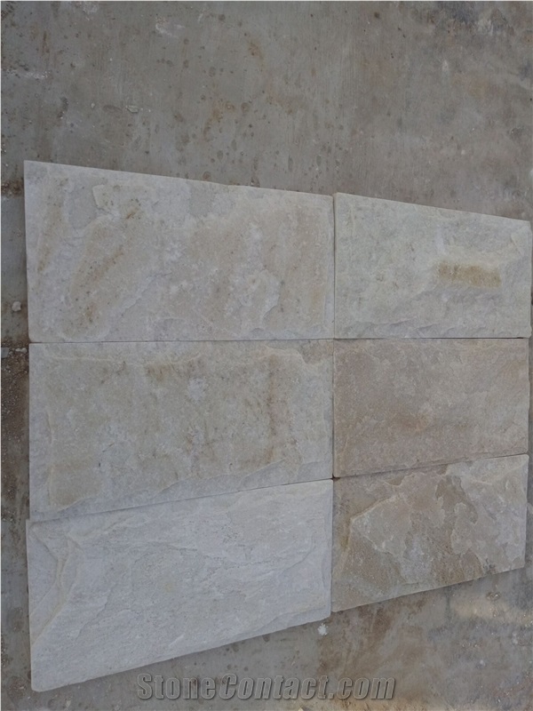 Fargo White Quartzite Mushroomed Wall Cladding Stone, China White Quartzite Mushroomed Wall Stone