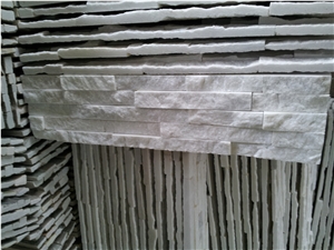 Fargo White Quartzite Stacked Stone Veneer, White Thin Stone Veneer, Chinese White Quartzite Wall Cladding Panels, White Cultural Stone Panels, White Ledge Stone