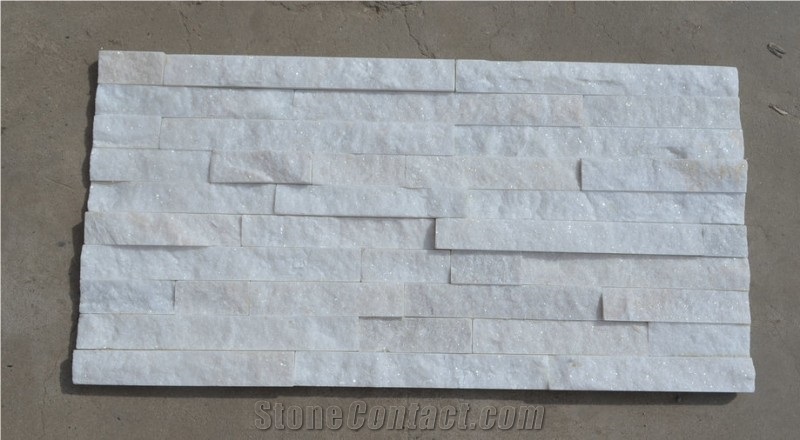 Fargo White Quartzite Wall Crazy Panels, China White Quartzite Stacked Thin Stone Veneer, Snow White Ledge Stone, Pure White Cultured Stone Wall Panels