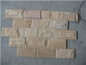 Fargo Yellow Quartzite Mushroomed Wall Stone, Tiger Skin Yellow Mushroomed Wall Cladding Stone
