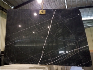 Nero Di Ormea St.Laurent Black Gold Marble Slabs & Tiles, Italy Black Marble