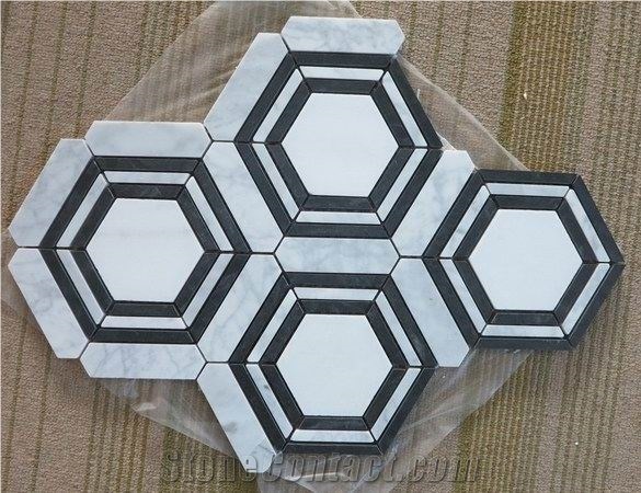 Carrara White Marble Mosaic Tiles Hexagon Mosaic