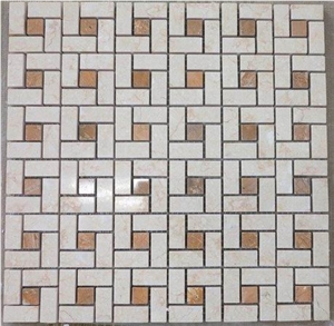 Marble Mosaic, Cream Marfil Marble Mosaic Pattern Tiles